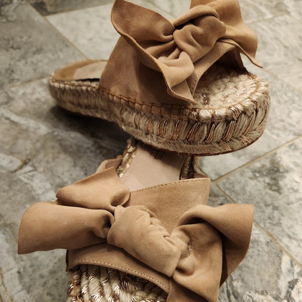 J/Slides Ritsy Bow Suede Espadrille Slide Platform Sandals